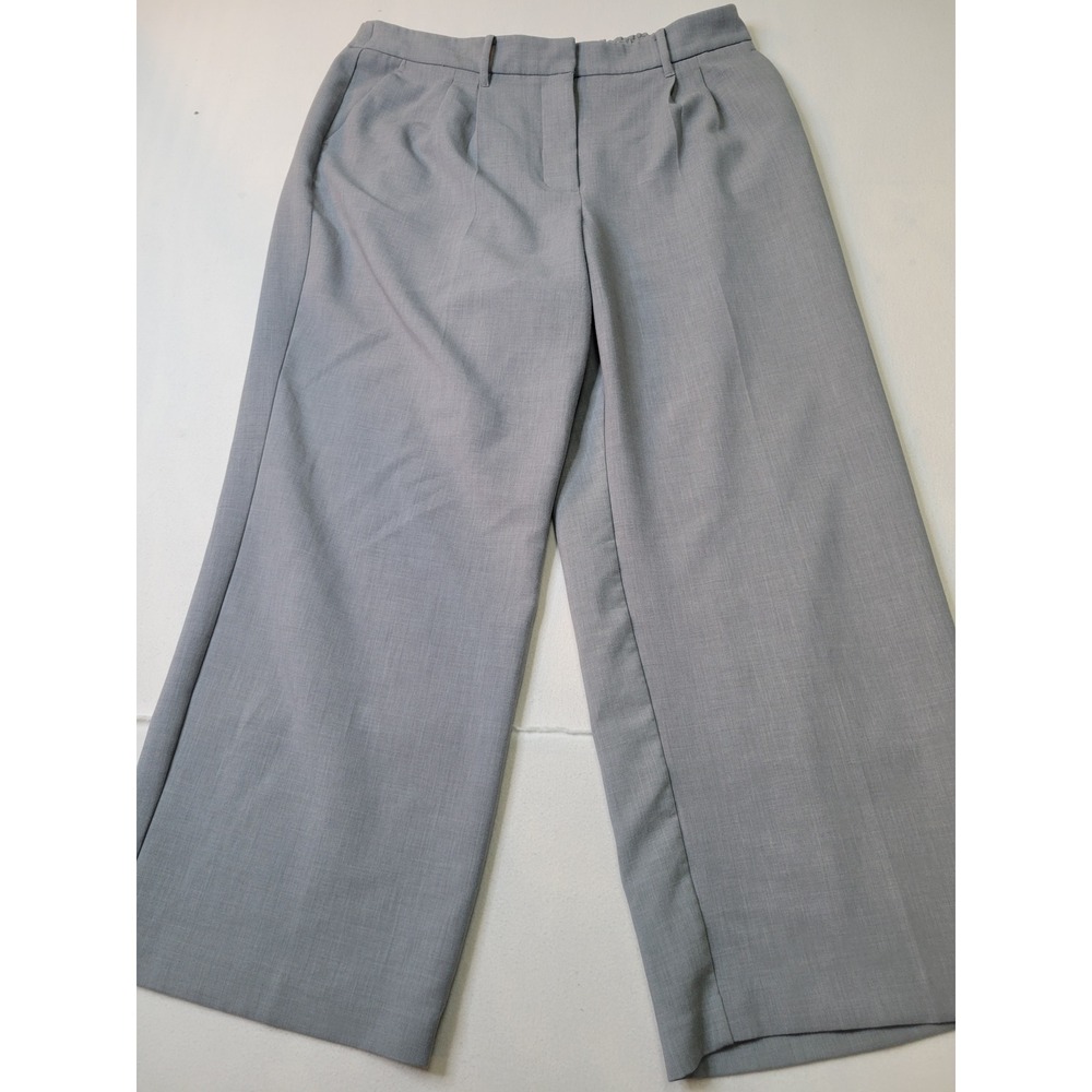 Nine West Womens XL Wide Leg Dress Pants Gray Pleated Elastic Waist Trousers3120